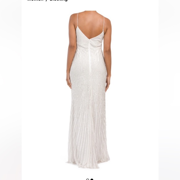 MAC DUGGAL Sequin Stripe Trumpet Gown in Pearl Size 6 New, never worn extra bead - Picture 2 of 9